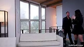 busty teen laps stepmoms wet pussy in bondage play