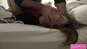 Submissive slut takes rough pounding with brutal backhand slaps