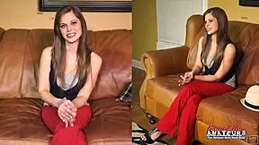 Petite brunette livia fingers pussy then deepthroats cock for facial cum!