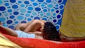 Toned latina stepsis with big natural tits fucks gym instructor while spying on intimate fitness game