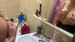 hey i caught my stepsister with big tits playing with her dildo in the shower