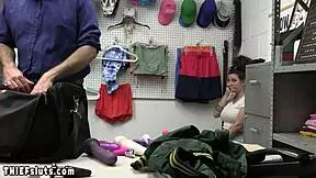 Busty inked teen Indica Flower fucks cop on CCTV after striptease