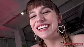 Lana small 18+s jerks monster cock with piercing tits until explosive cumshot!