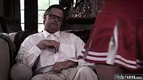 who can resist licking that shaved teen 18+ cheerleader pussy before deepthroat blowjob