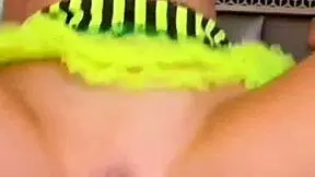 After their steamy lesbian shower these amateurs sneak backstage for a wild pov threesome and cum swap