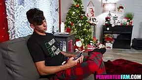 stepbrother sneaks into stepsister's room on christmas for taboo blowjob turning into hardcore young tits fucking session