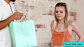 Petite Busty Blonde Teen Masseuse Teases with Slippery Wet Nuru on Horny Client Coco Lovelock Oliver Davis