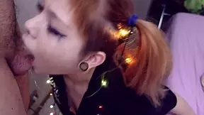 Skinny slave chokes on deepthroat cum during christmas bdsm domination