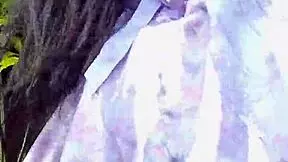 petite tease strips outdoors in sundress session two