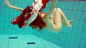 i'm diving underwater with hot teen marketa's bikini body