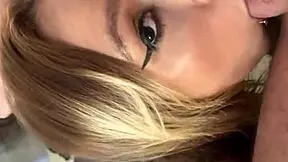 Big booty latina blonde gags on cock with sloppy rimjob before cowgirl ride!