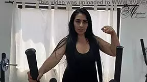 latina teen masturbates solo skinny pussy gym