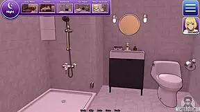 bunkered with femboy 05 she strokes his small shaved cock close up while wet petite tits bounce