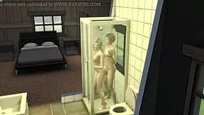 Step-sister joins innocent shower turning into virgin pussy sex bath pounding