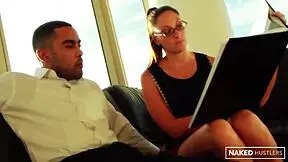 Melanie Hicks' tight white pussy and mouth stretched by strong black monster cock