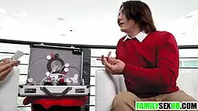 Scientist stepdad fucks teen stepdaughters hard in front of stepsons