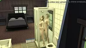 Step-sister joins innocent shower turning into virgin pussy sex bath pounding