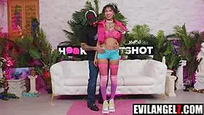 Ravyn Alexa gags on cock before petite anal pounding and deepthroat finish