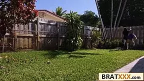 skinny tattooed babe rides stepdad's cock cowgirl after game day cheers