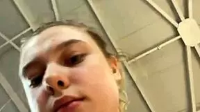 horny 18yo with big natural tits masturbates shaved pussy to extreme public orgasm