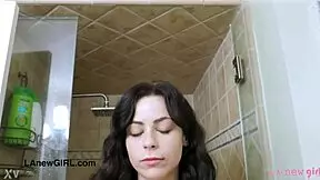 Fresh model strips down for steamy shower session