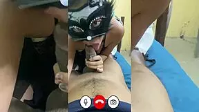 brunette teen in lingerie rides cowgirl during video call cheating on her master seductively