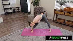 Dude flexible hazel paige does yoga then fingers shaved pussy hard