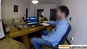 My heart raced watching hot ebony teen Clarice deepthroat swallow that huge monster cock then spit all over it after casting