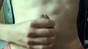 skinny guy strokes monster cock for huge quickie cumshot explosion