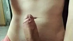 skinny guy strokes monster cock for huge quickie cumshot explosion