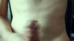 skinny guy strokes monster cock for huge quickie cumshot explosion