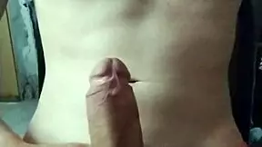 skinny guy strokes monster cock for huge quickie cumshot explosion