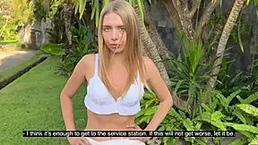 blonde babe girlfriend moans loud riding cowgirl pov outdoor with pretty face and skinny body