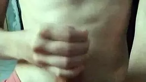 skinny guy strokes monster cock for huge quickie cumshot explosion
