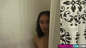 asian stepsister takes hardcore pounding in the steamy bathroom shower