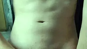 skinny guy strokes monster cock for huge quickie cumshot explosion