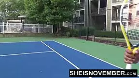 blonde big tits ebony slut sheisnovember spreads wet pussy legs up missionary hardcore then anal finger closeup big ass