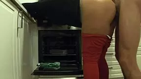 waiting for girlfriend i fucked her milf stepmom in kitchen creampied ass