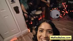 horny busty brunette nia bleu seduces brett maker sound guy deep blowjob suckin big cock natural tits