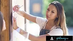 beautiful college girl offers flowers to crush who fingers her pussy hard then licks