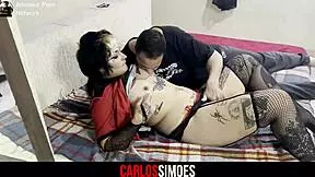 brazilian goth slut orgasms on huge cock in homemade fuck