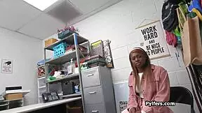 flawless ebony teen stripped and hammered by guard's white cock office steal?