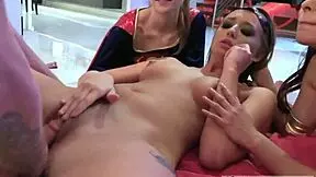 girls go wild with hardcore lap dances and blowjobs at halloween party