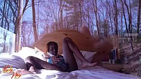 pretty black petite solo girl spreads tight pussy lips wide masturbating her big wet folds