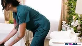 Petite Blonde Strapon Anal Fucks Busty Co-Owner