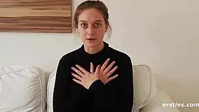 Luca fingers her small tits and masturbates to orgasm in sunlight