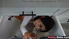 What if stepmom caught her teen stepdaughter slurping stepdad's cock under the skirt?