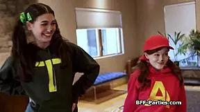 trick or treat halloween foursome busts thieving girlfriends in panties orgy