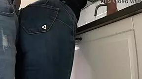 Comes Home From Work And Catches Stepmom Washing Dishes Then Quick Doggy Creampie In Kitchen