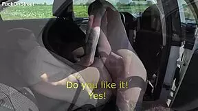seductive redhead teen gives first public taxi anal deepthroat and cum facial
